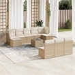 Afuera Living Contemporary Poly Rattan Sofa Set in Cream/Beige