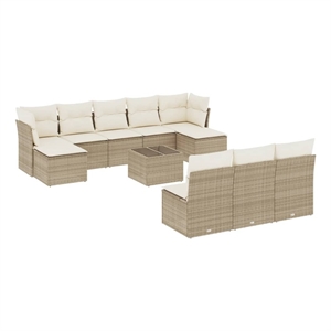 Afuera Living Contemporary Poly Rattan Sofa Set in Cream/Beige