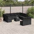 Afuera Living Contemporary Synthetic Poly Rattan  Sofa Set in Black