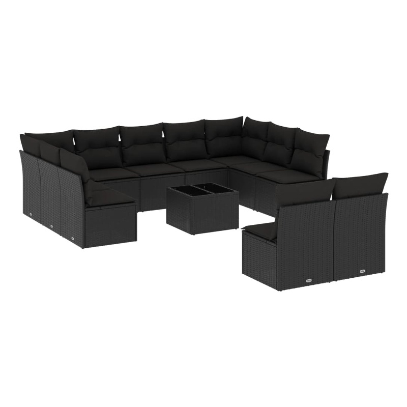 Afuera Living Contemporary Synthetic Poly Rattan  Sofa Set in Black