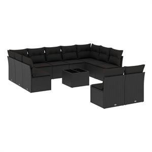 Afuera Living Contemporary Synthetic Poly Rattan  Sofa Set in Black