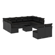 Afuera Living Contemporary Synthetic Poly Rattan  Sofa Set in Black