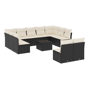 Afuera Living Contemporary Synthetic Poly Rattan Sofa Set in Black