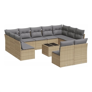 Afuera Living Contemporary 12 Piece Steel Large Sofa Set in Gray/Beige