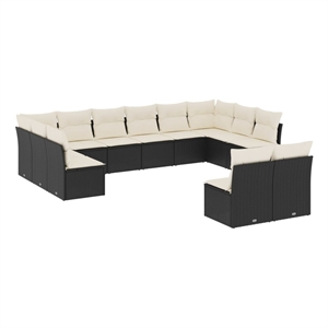 Afuera Living Contemporary Synthetic Poly Rattan  Large Sofa Set in Black