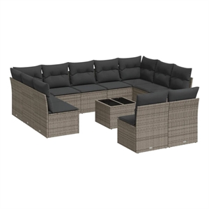 Afuera Living Contemporary Poly Rattan Large Sofa Set in Gray