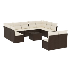 Afuera Living Synthetic Poly Rattan 12 Piece Small Sofa Set in Brown