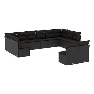 Afuera Living Contemporary 12 Piece Poly Rattan Sofa Set in Black