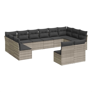 Afuera Living Contemporary 12 Piece Poly Rattan Large Sofa Set in Gray