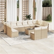 Afuera Living Contemporary Synthetic Poly Rattan 13 Piece Sofa Set in Beige