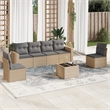 Afuera Living Contemporary 7 Piece Poly Rattan Sofa Set in Gray/Beige