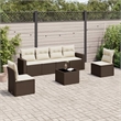 Afuera Living Contemporary 7 Piece Poly Rattan Sofa Set in Brown/Cream