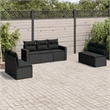 Afuera Living Contemporary 7 Piece Poly Rattan Large Sofa Set in Black