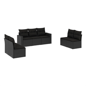 Afuera Living Contemporary 7 Piece Poly Rattan Large Sofa Set in Black