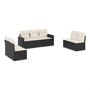Afuera Living Contemporary 7 Piece Steel Sofa Set in Black/Cream