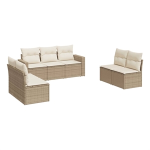Afuera Living Contemporary Synthetic Poly Rattan Sofa Set in Beige