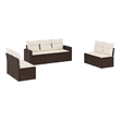Afuera Living Contemporary 7 Piece Poly Rattan Large Sofa Set in Brown