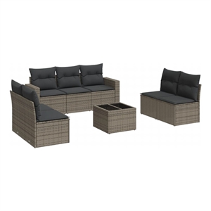 Afuera Living Contemporary 8 Piece Poly Rattan Sofa Set in Gray
