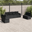 Afuera Living Contemporary 8 Piece Poly Rattan Large Sofa Set in Black