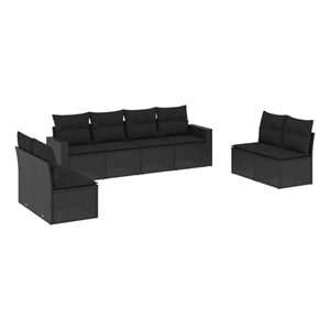 Afuera Living Contemporary 8 Piece Poly Rattan Large Sofa Set in Black