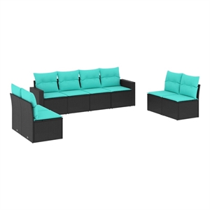 Afuera Living Contemporary Poly Rattan Small Sofa Set in Black