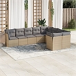 Afuera Living Contemporary Synthetic Poly Rattan 9 Piece Sofa Set in Gray/Beige