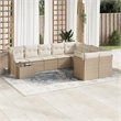 Afuera Living 10 Piece Poly Rattan Small Sofa Set in Cream/Beige
