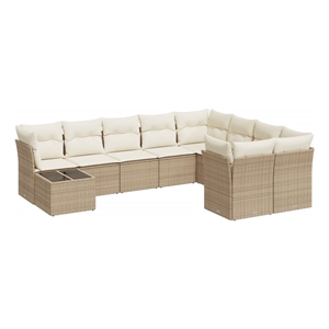 Afuera Living 10 Piece Poly Rattan Small Sofa Set in Cream/Beige