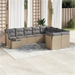 Afuera Living Contemporary 10 Piece Poly Rattan Sofa Set in Gray/Beige