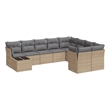 Afuera Living Contemporary 10 Piece Poly Rattan Sofa Set in Gray/Beige
