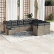 Afuera Living Contemporary 10 Piece Poly Rattan Small Sofa Set in Gray