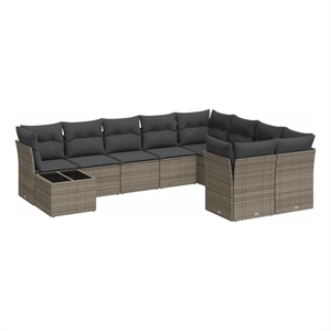 Afuera Living Contemporary 10 Piece Poly Rattan Small Sofa Set in Gray