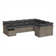 Afuera Living Contemporary 10 Piece Poly Rattan Small Sofa Set in Gray