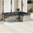 Afuera Living Contemporary 10 Piece Poly Rattan Sofa Set in Gray