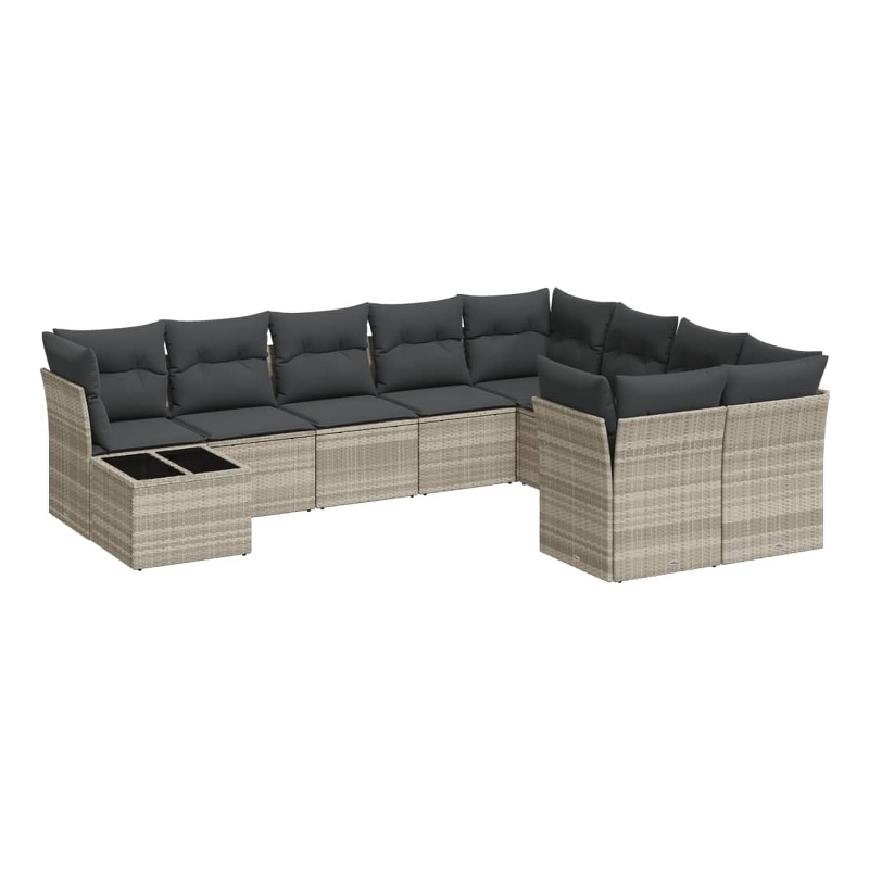 Afuera Living Contemporary 10 Piece Poly Rattan Sofa Set in Gray