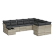 Afuera Living Contemporary 10 Piece Poly Rattan Sofa Set in Gray