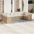 Afuera Living Contemporary 10 Piece Poly Rattan Sofa Set in Beige