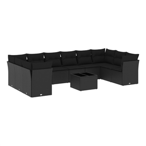 Afuera Living Contemporary 11 Piece Poly Rattan Sofa Set in Black
