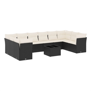 Afuera Living Synthetic Poly Rattan 11 Piece Large Sofa Set in Black