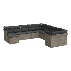 Afuera Living Contemporary 11 Piece Poly Rattan Sofa Set in Gray