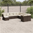 Afuera Living Contemporary 11 Piece Poly Rattan Sofa Set in Brown/Cream