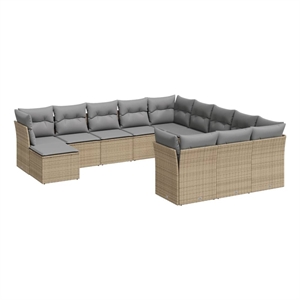 Afuera Living Contemporary 12 Piece Steel Sofa Set in Gray/Beige