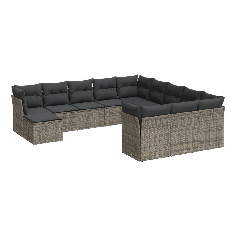 Afuera Living Contemporary 12 Piece Poly Rattan Sofa Set in Gray