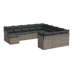 Afuera Living Contemporary 12 Piece Poly Rattan Sofa Set in Gray