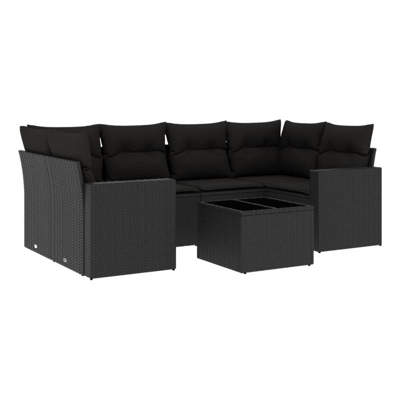 Afuera Living Contemporary Synthetic Poly Rattan  Sofa Set in Black