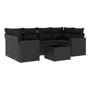 Afuera Living Contemporary Synthetic Poly Rattan  Sofa Set in Black