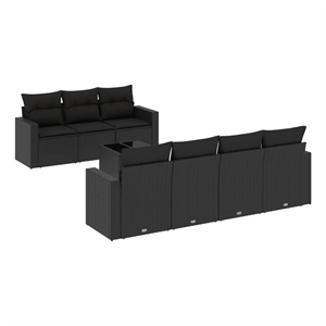 Afuera Living Contemporary 8 Piece Poly Rattan Sofa Set in Black