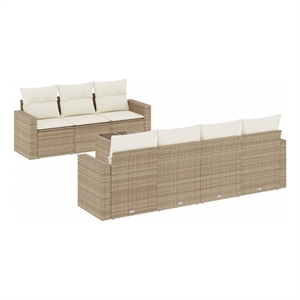 Afuera Living Contemporary 8 Piece Steel Sofa Set in Cream/Beige