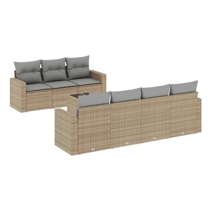 Afuera Living 8 Piece Poly Rattan Large Sofa Set in Gray/Beige