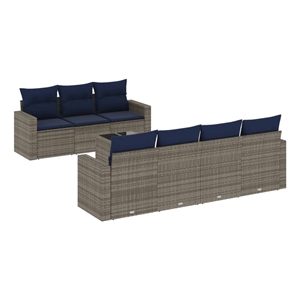 Afuera Living Contemporary 8 Piece Poly Rattan Sofa Set in Gray